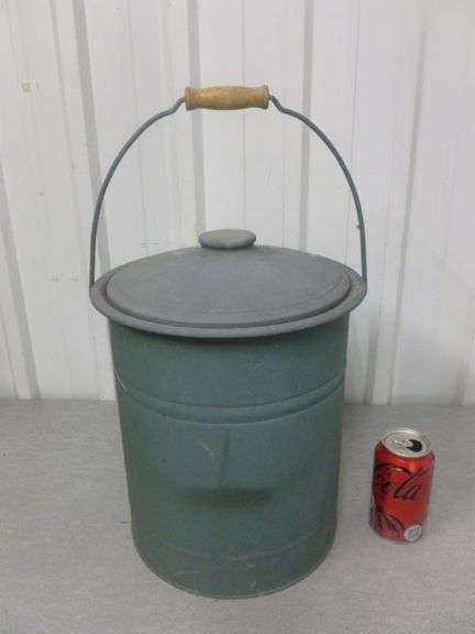 Decorative Steel Pail With Lid - 11" Diameter x 19" H