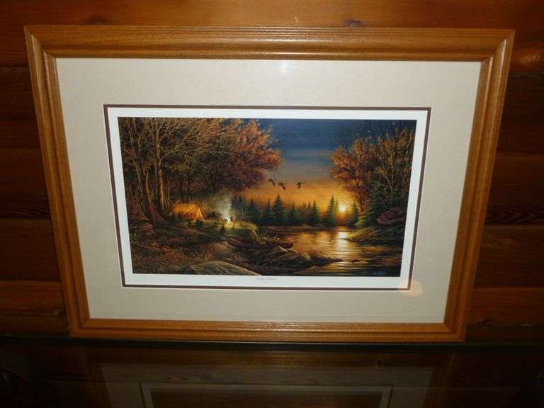 Beautiful Terry Redlin " Evening Solitude "Framed & Matted Print 21.5" x 28"