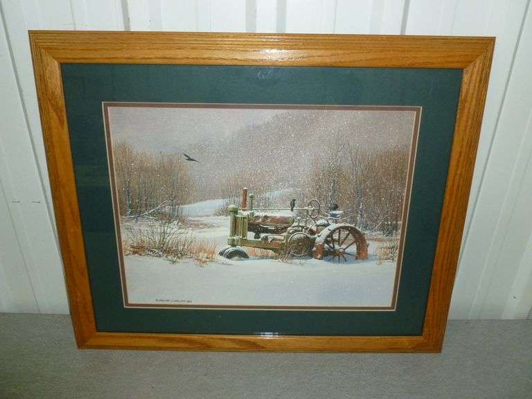 Nice William Wallace " Winter Tractor " Framed & Matted Print