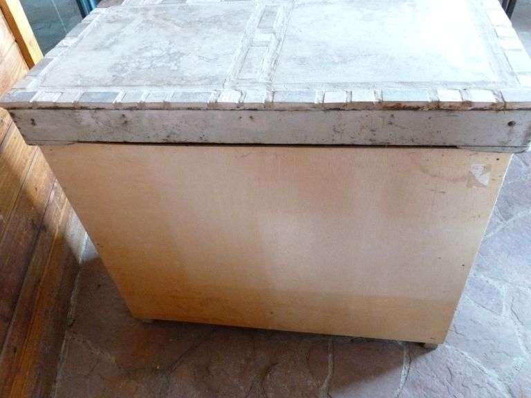 Vintage Ceramic Tiled Top Wooden Cabinet