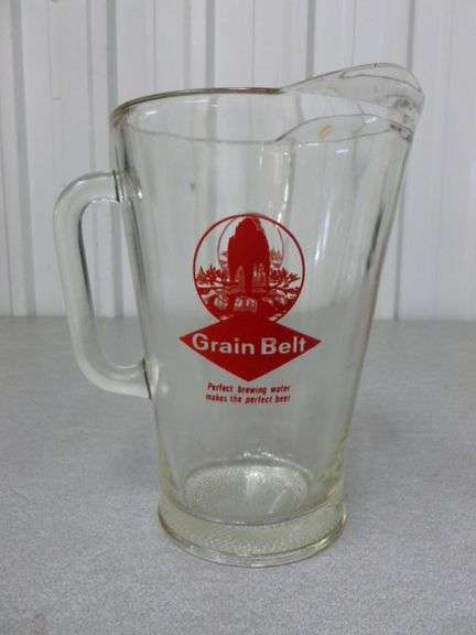 Vintage Grain Belt Glass Beer Pitcher - 9" H