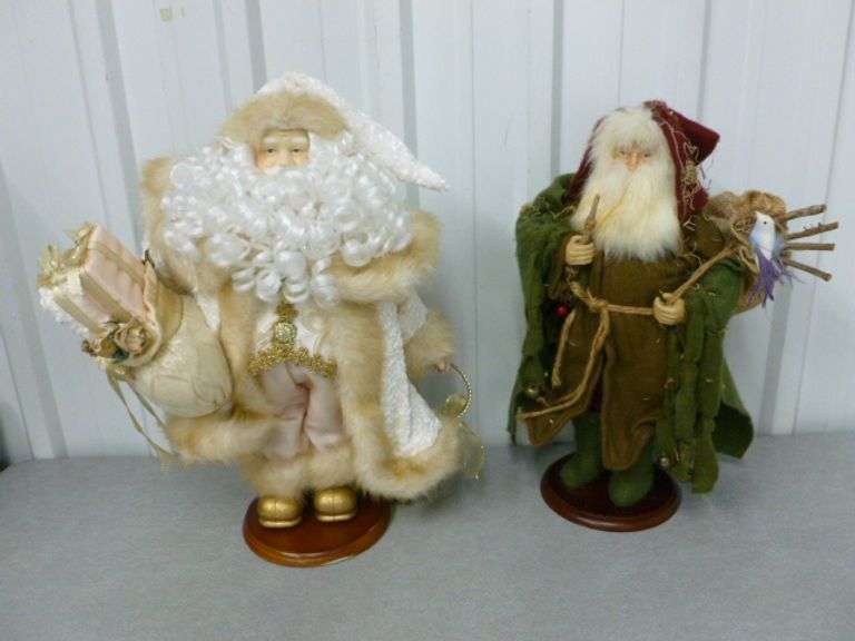 (2) Large Santa Mantle Decorations - 16" - 17" H