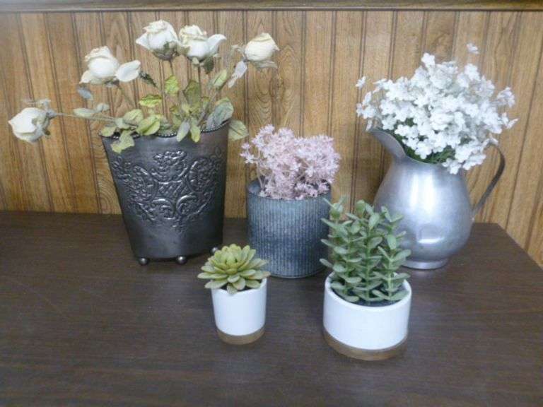 Group Of (5) Artificial Plant Decorations
