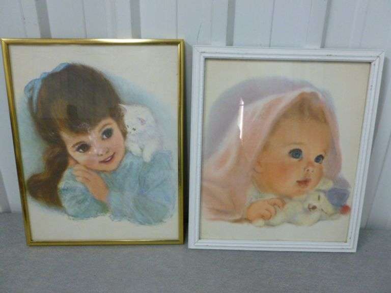 (2) Vintage Charmin / Northern Baby / Girl Framed Pictures