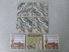 Group Of (7) Tile Coasters - Agate Themed / Route 66