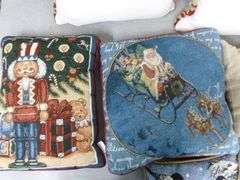 Group Of (6) Christmas Themed Couch Pillows