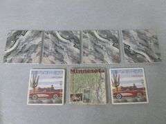 Group Of (7) Tile Coasters - Agate Themed / Route 66