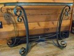Nice Half Moon Table - Wrought Iron / Glass Top