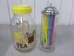 Sun Tea 1 Gallon Glass Jug - Table Craft Glass Straw Container