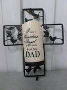 Nice Inspirational Themed Metal Cross With Battery Operated Candle