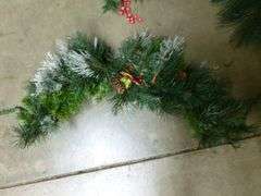 Group of Nice Christmas Themed Artificial Pine Decor / Mantle Wrap With Lights / Wall Decorations