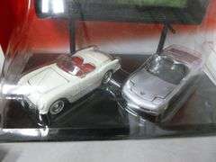 New Collectible Johnny Lightning Yesterday & Today - 2000 Corvette Die Cast Metal Car Set No. DLX001