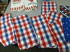 Group Of Patriotic Themed Decor Items / Kitchen Towels / Pillow Cases / Table Runner