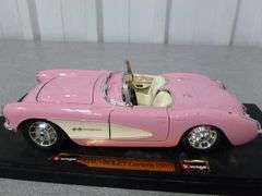 Collectible Bburago Pink Corvette - Die Cast Metal Car - 7" L