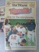 (2) Collectible 1991 Star Tribune - Minnesota Twins World Champion Newspapers - Oct. 27th & 28th