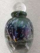 Nice Robert Eicholt Dichroic Purple & Aqua Blue Art Glass Perfume Bottle - Signed