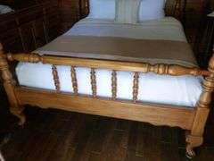 Nice Solid Wood Four Poster Queen/Full Platform Bed Frame - See Description