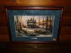 Beautiful Terry Redlin " Homeward Bound " Framed & Matted Print 19" x 25.5"