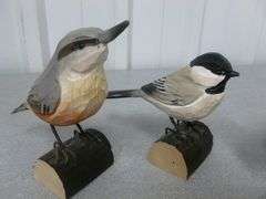 (3) Mantle Decor Birds - Includes (2) Wildlife Garden Carved Wooden Birds