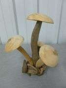 Carved Wood Mushroom Mantle Decoration - 10.5" H
