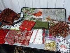 Group Of Nice Christmas Items - Fireplace Mantle Runner / Tree Squirt / Pillow Covers / Rug - Relate