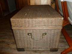Large Wood Lined Wicker Trunk
