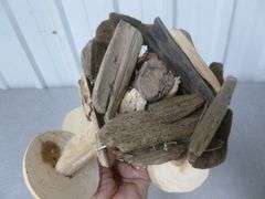 Carved Wood Mushroom Mantle Decoration - 10.5" H