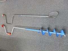 (2) Vintage Hand Ice Augers - Swedish Spoon / Mora Auger