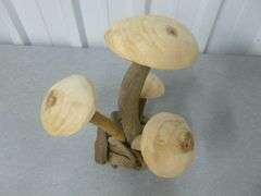 Carved Wood Mushroom Mantle Decoration - 10.5" H