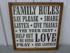 Family Rules Wooden Sign
