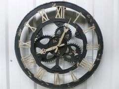 Gear Themed Battery Operated Metal Wall Clock - 17" Diameter