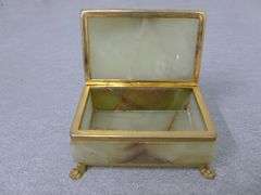 Vintage Footed Marble Ring Box