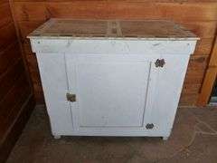 Vintage Ceramic Tiled Top Wooden Cabinet