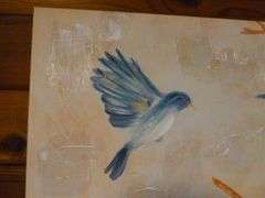 Large Bird Themed Oil On Canvas - 39" x 39"