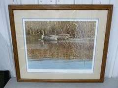 Beautiful Large Gary Wonose " Reflections Pintails " Signed & Numbered Framed and Matted Print