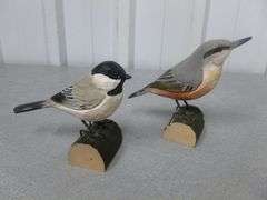 (3) Mantle Decor Birds - Includes (2) Wildlife Garden Carved Wooden Birds