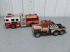Tonka Fire Truck / Buddy L Tow Truck - 11" & 13" L
