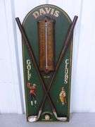 Davis Golf Clubs - Wooden Sign With Thermometer - 10" x 24"