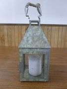 Galvanized Steel Candle Lantern With Pillar Candle
