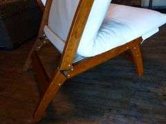(2) Nantucket Style Wood Framed Chairs / With Padded Seat Cover