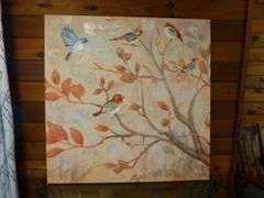 Large Bird Themed Oil On Canvas - 39" x 39"