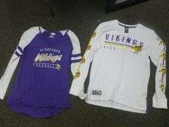 (2) Collectible Minnesota Vikings Shirts - Size Men's S & Women's Large