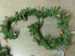 Group of Nice Christmas Themed Artificial Pine Decor / Mantle Wrap With Lights / Wall Decorations