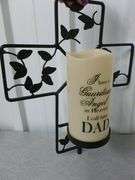 Nice Inspirational Themed Metal Cross With Battery Operated Candle