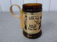 Collectible Pistol Club - Funny Themed Glass Beer Stein