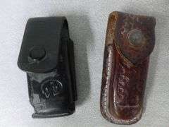 (2) Pocket Knives - Old Timer - Multi Blade / (2) Leather Knife Sheaths