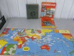 Group Of Vintage Maps / Geography Book - 1942 J.F French War Map