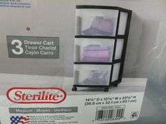Sterlite 3 Drawer Poly Organizer With Wheels