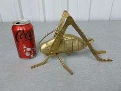 Large Vintage Cast Brass Grasshopper Mantle Decoration - 10" L