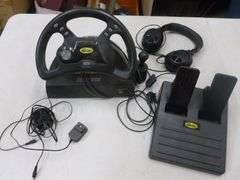 Mad Catz Video Game Race Wheel / Foot Pedals - Turtle Beach Headset